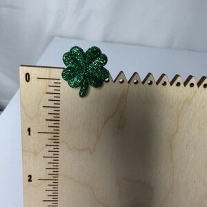 Hand Assembled Glitter Green Shamrock Four Leaf Clover Pin
